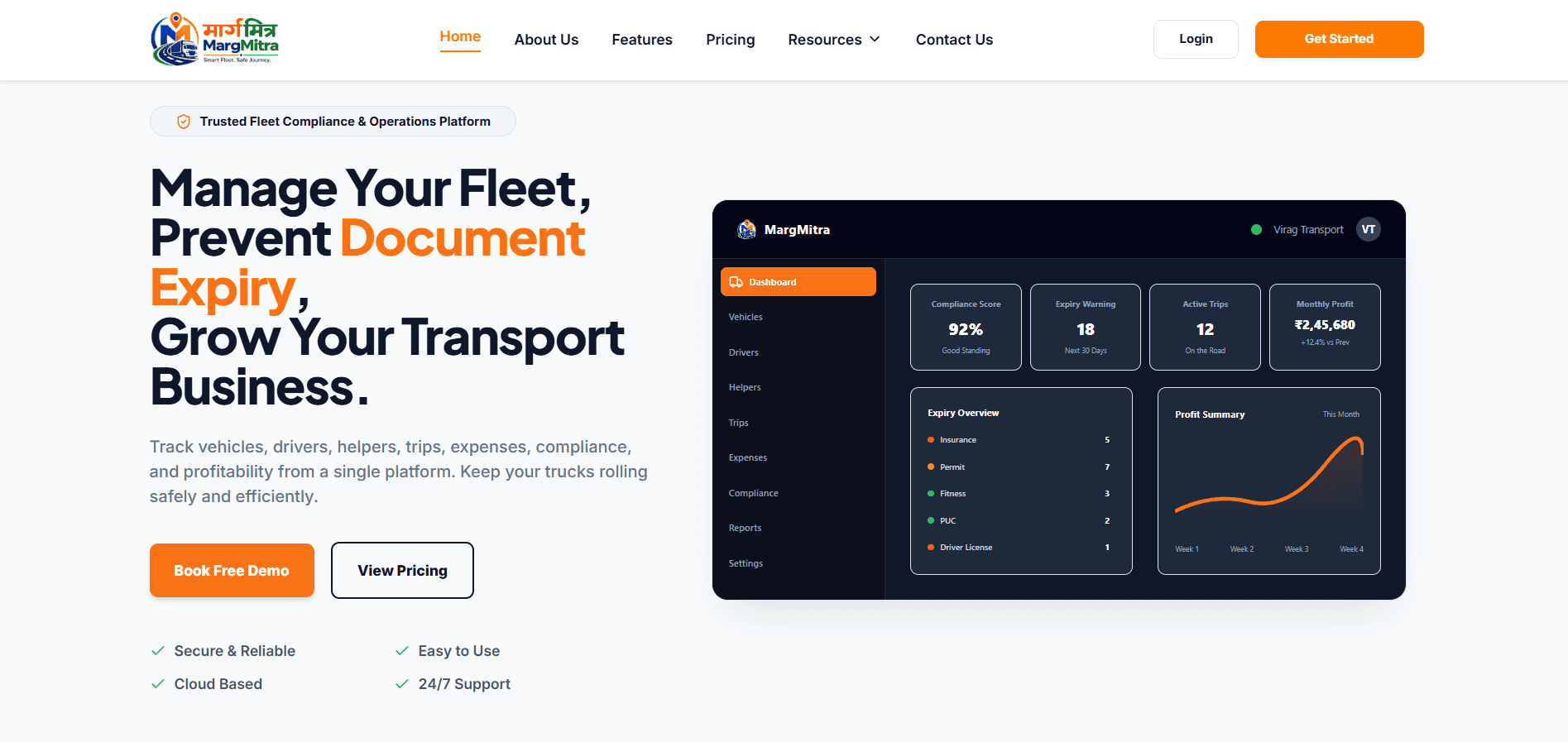MargMitra dashboard preview